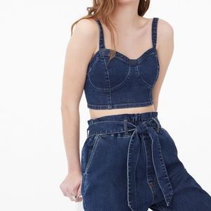 Aeropostale Vintage Inspired Denim Real Denim Crop Top Size Small